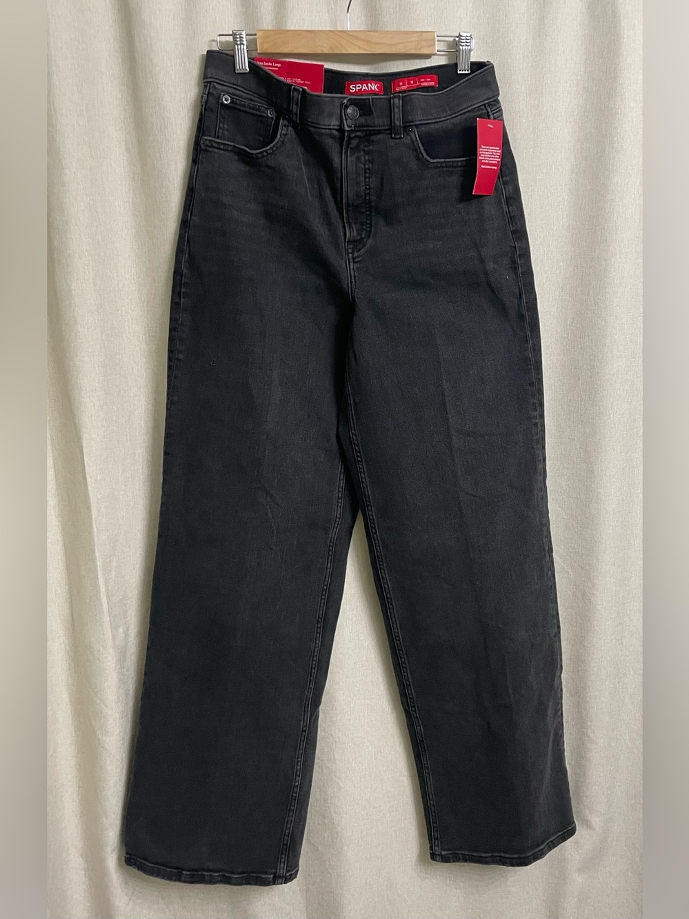 SPANX Stretch Twill Cropped Wide Leg Jeans Washed Black NWT Medium Tall